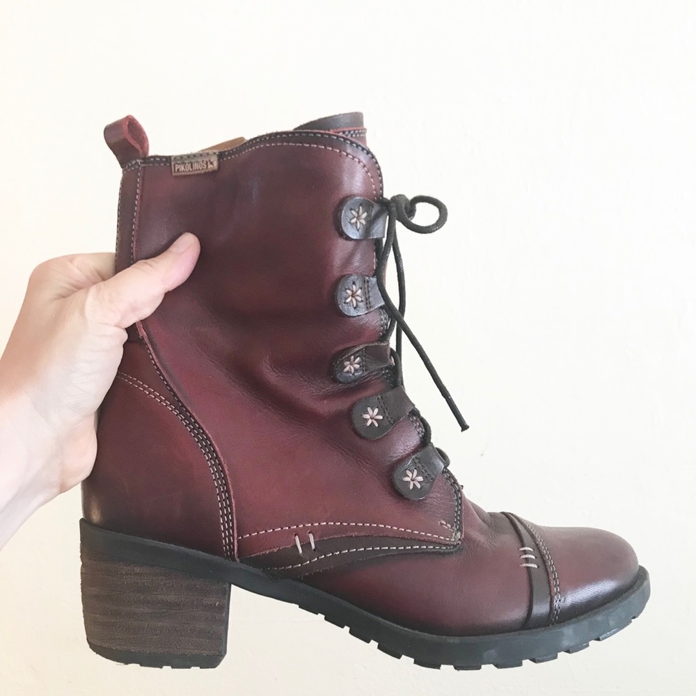 Oxblood Pikolinos combat boots size 39